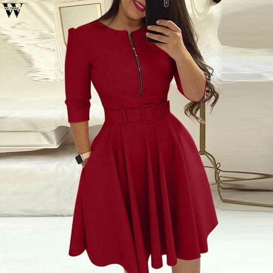 Chic Long Sleeve Paris A Line Homecoming Dresses Dress With Belt CD16168