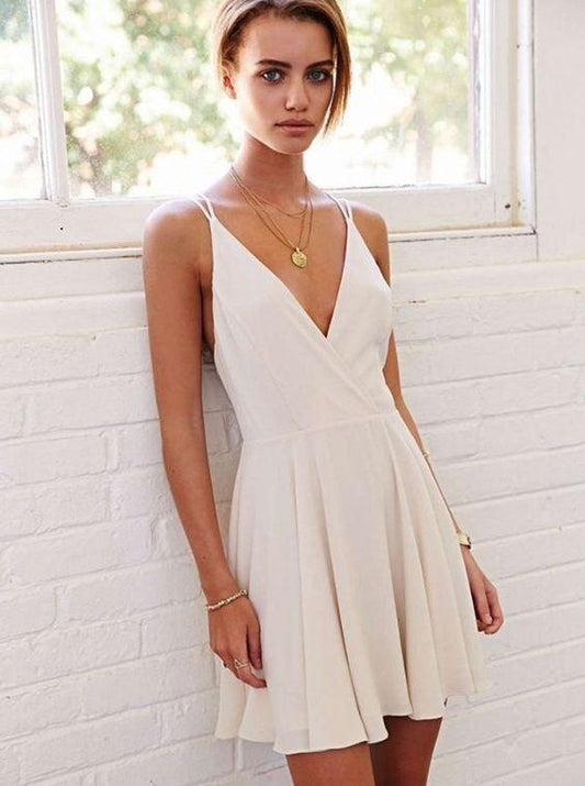 Short Simple Homecoming Dresses Logan White CD1635