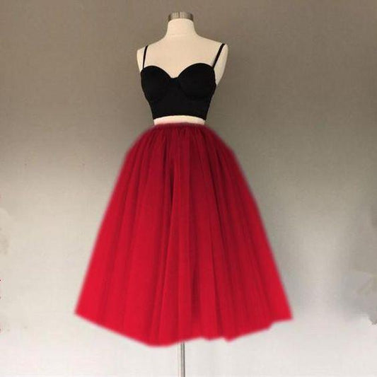 Custom Made Splendid Short Two Piece Short Tulle A Line Mina Homecoming Dresses Gowns CD1868