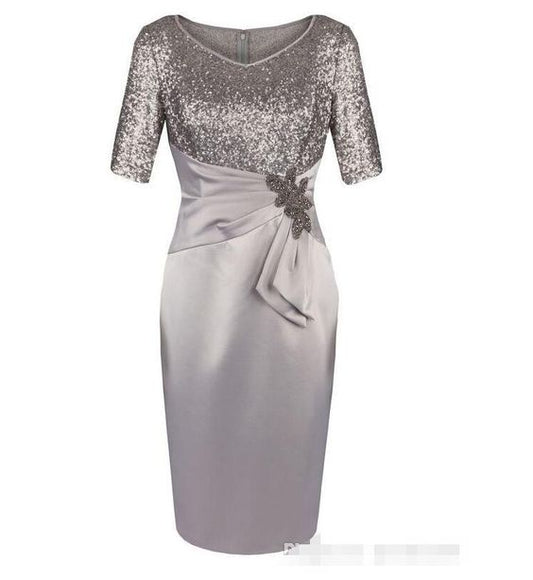 V Neck Homecoming Dresses Catherine Sheath Mother Of The Bride Dresses With Sequins CD23433