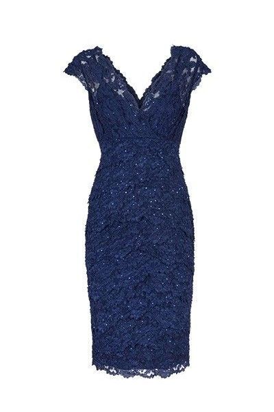 Sexy V Neck Navy Blue Short Lace Isis Homecoming Dresses Mother Of The Bride Dress CD23435