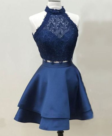 Two Piece Navy Celeste Homecoming Dresses Blue CD2608