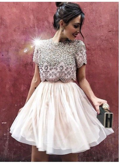 Sale Comfortable Two Piece Homecoming Dresses Tiana Champagne Party Dresses CD3142