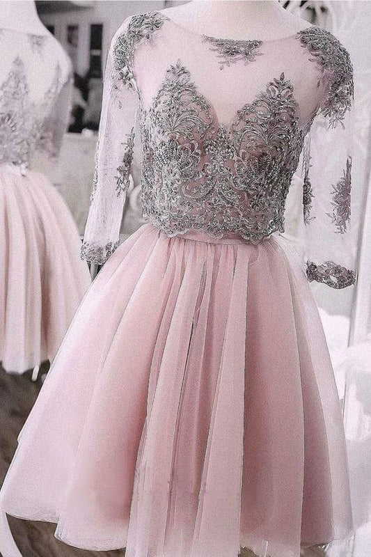 Lace Cocktail Baylee Two Pieces Homecoming Dresses Short Dress Cute Tulle Dresses CD3298