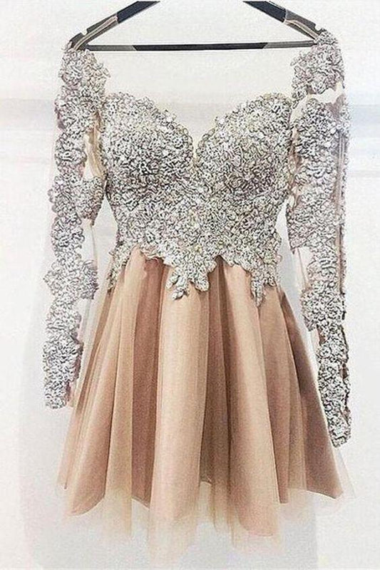 Sparkly Long Sleeves Sequin Shiny Short Party Homecoming Dresses Luna Dresses CD358