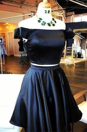 Short Black Homecomig Dress Two Piece Off The Marlie Homecoming Dresses Shoulder CD4259