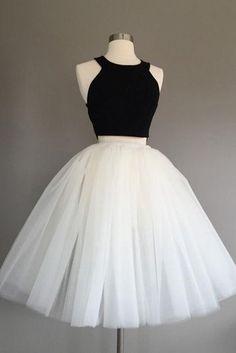 Black Two Pieces Talia Homecoming Dresses And White Cute Party Dresses CD434