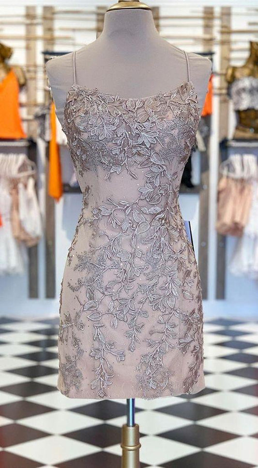 Champagne Short Cheap Lace Jamie Homecoming Dresses CD5185