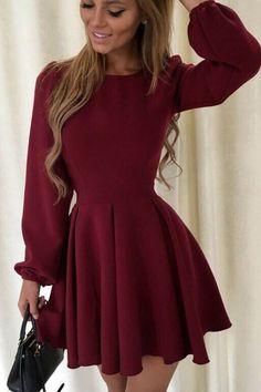 Claret Homecoming Dresses Aryana Cocktail Long Sleeves Dress CD7759