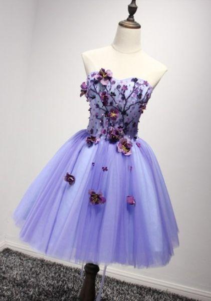 Short Homecoming Dresses Ginny Tulle Applique Junior School Dress Sleeveless CD8019