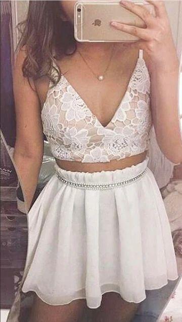 Two Piece Lace Shelby Homecoming Dresses Party Dress CD8951