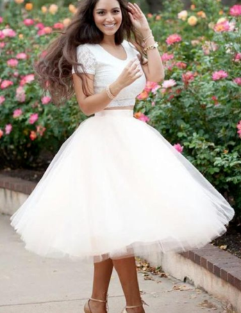 Custom Made Morden Short Dresses For Arielle Two Pieces Homecoming Dresses Ivory Cheap Dresses CD939