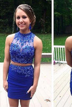 Load image into Gallery viewer, Mermaid Homecoming Dresses Two Pieces Royal Blue Homecoming Dresses RS432
