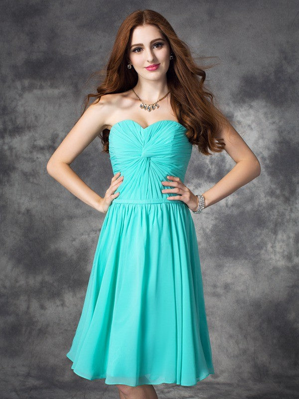 A-Line/Princess Chiffon Homecoming Dresses Rory Sweetheart Ruffles Sleeveless Short Dresses