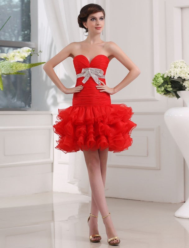 A-Line/Princess Beading Sweetheart Sleeveless Michaela Cocktail Homecoming Dresses Short Organza Dresses