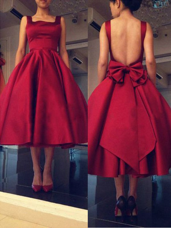 A-Line/Princess Sleeveless Square Bowknot Liliana Homecoming Dresses Satin Short/Mini Dresses