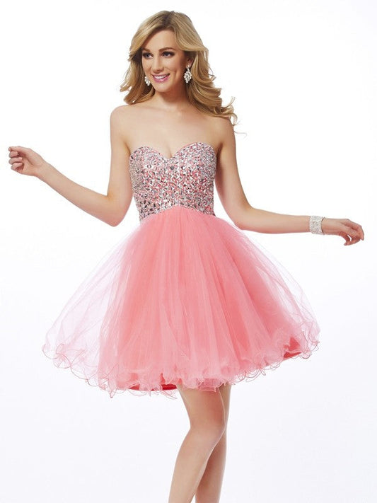 A-Line/Princess Homecoming Dresses Aleena Sweetheart Sleeveless Beading Short Net