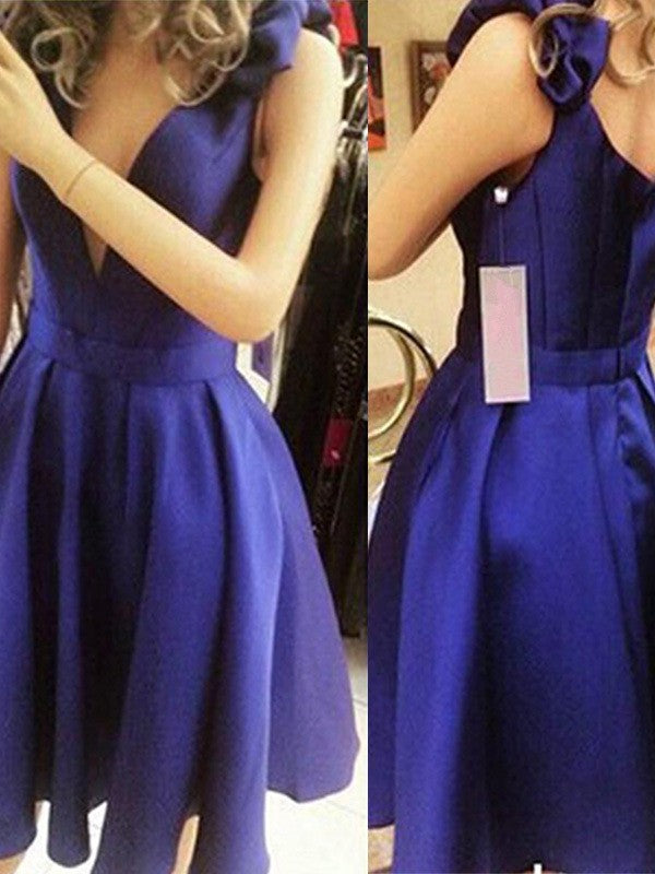 A-Line/Princess Lillian Satin Homecoming Dresses Sleeveless Straps Bowknot Short/Mini Dresses