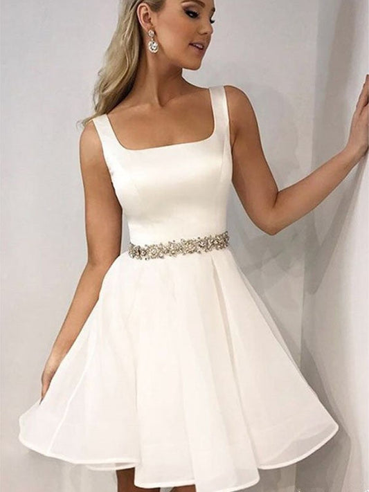 Chiffon Homecoming Dresses Sloane A-Line/Princess Sleeveless Straps Beading Short/Mini Dresses