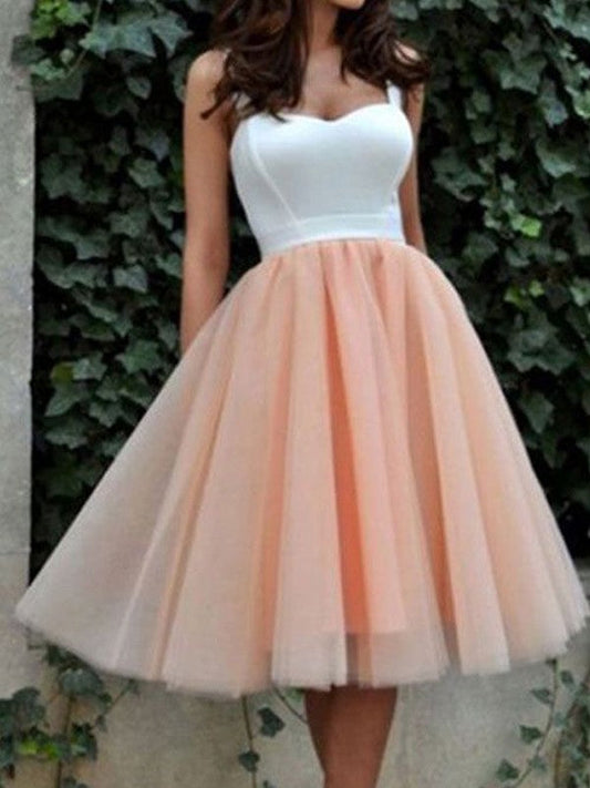 A-Line/Princess Sleeveless Sweetheart Tulle Homecoming Dresses Emmy Short/Mini Dresses