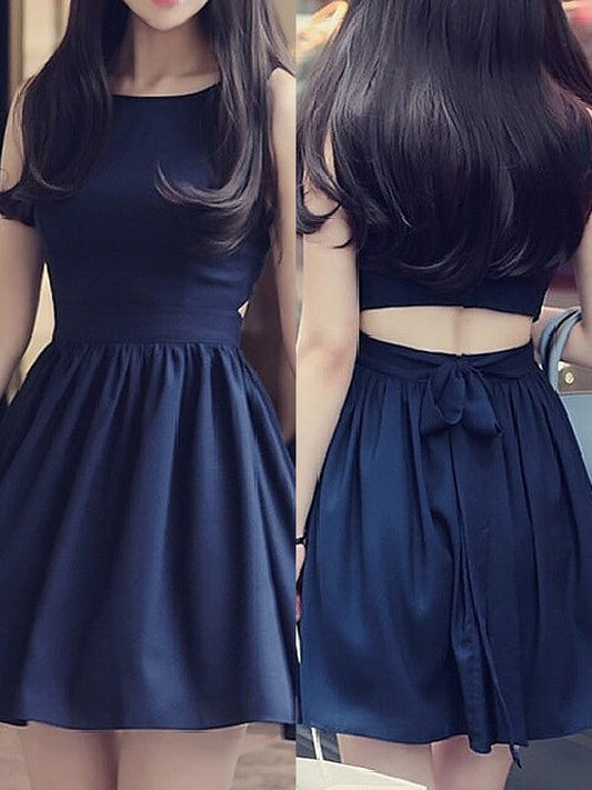 A-Line/Princess Homecoming Dresses Chiffon Lilia Scoop Sleeveless Short/Mini Dresses