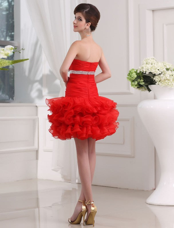 A-Line/Princess Beading Sweetheart Sleeveless Michaela Cocktail Homecoming Dresses Short Organza Dresses