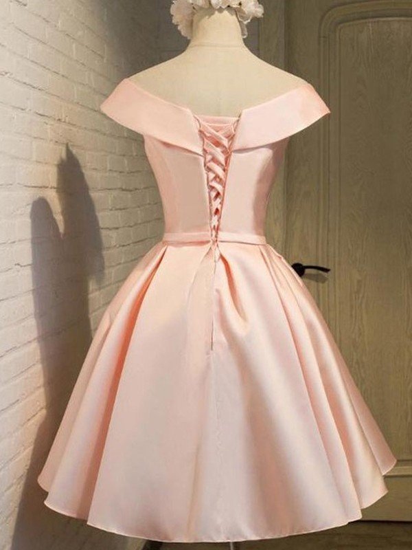 A-Line/Princess V-Neck Sleeveless Sandra Homecoming Dresses Satin Sash/Ribbon/Belt Short/Mini Dresses