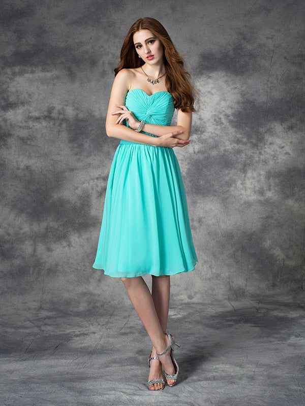 A-Line/Princess Chiffon Homecoming Dresses Rory Sweetheart Ruffles Sleeveless Short Dresses