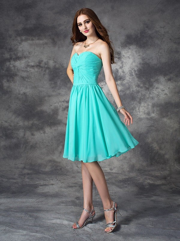 A-Line/Princess Chiffon Homecoming Dresses Rory Sweetheart Ruffles Sleeveless Short Dresses